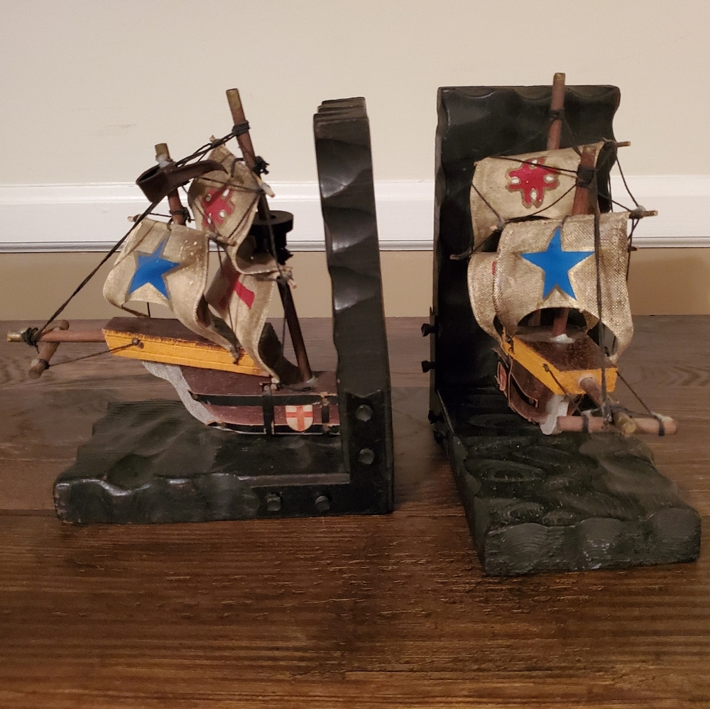 Matching handmade book ends - ship